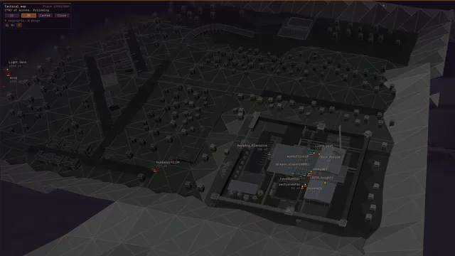 Zoomed out over the whole town with every player marked